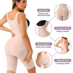 beige Full Body Shaper For Women Slimming Tummy Control Shapewear back details