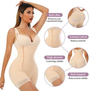 tummy control compression shapewear for women slimming butt lifter shaper beige details