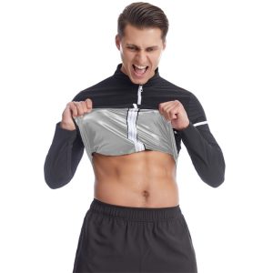 Sliver Sauna Suit For Men Sweat Long Sleeve Sauna Shirt Front