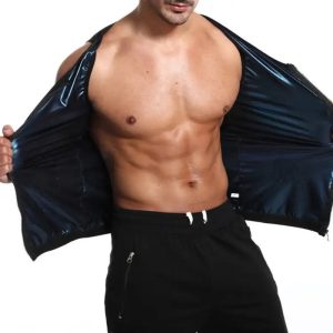 Blue Men's Sauna Suit Sweat Body Shaper Fitness Shirt-front