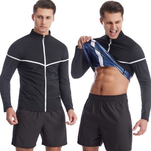 Blue Sauna Suit For Men Sweat Long Sleeve Sauna Shirt Front