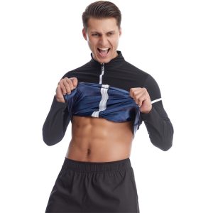 Blue Sauna Suit For Men Sweat Long Sleeve Sauna Shirt Front