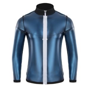 Blue Sauna Suit For Men Sweat Long Sleeve Sauna Shirt Front