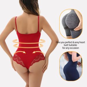 Red Lace Body Shaper Sexy Bodysuit Women Backless Waist Trainer Behind