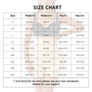 Adjustable Butt Lift Underwear with Hip Enhancing Sponge Pads Size Chart