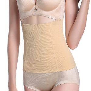 Beige Breathable Seamless Belt with 4-Piece Boned Support Front Show