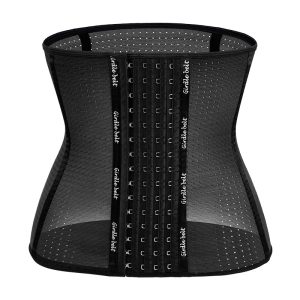 Black 4-Layer Hook Waist Trainer with 9 Anti-Roll Steel Ribs