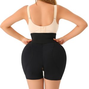 Black Adjustable Butt Lift Underwear with Hip Enhancing Sponge Pads Back Display