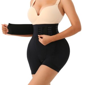 Black Adjustable Butt Lift Underwear with Hip Enhancing Sponge Pads Site View