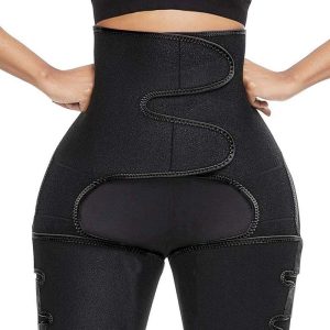 Black High Waist 3-in-1 Belt with Embossed Design and Strong Velcro