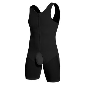 Black Men's High-Elastic Mesh Full Body Shapewear with Zipper