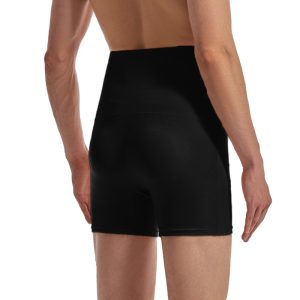 Black Men's High-Waist Shaping Shorts with Hip Pads Back Show