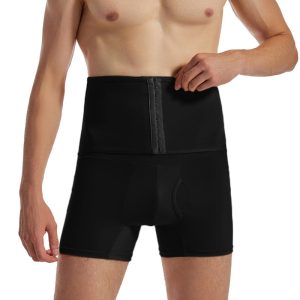 black men's high-waist shaping shorts with hip pads model show(yumesilm)