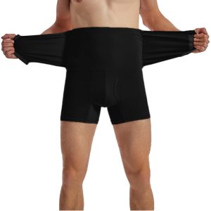 Black Men's High-Waist Shaping Shorts with Hip Pads Show