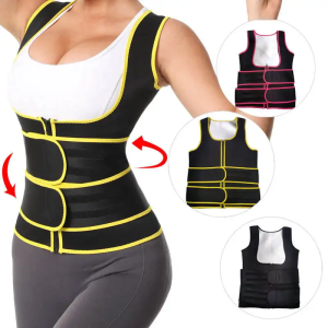 Yellow Wrap Women Abdominal Waist Trainer Shaper Sauna Suit Front