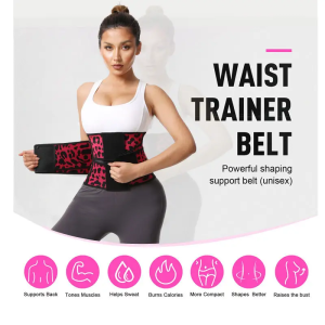 Red Sweat Waist Trainer For Women Trimmer Shaper Zipper Belly Belt View Front