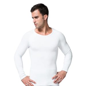 White Slimming Seamless Top Body Shaper Heat Underwear For Men View Front