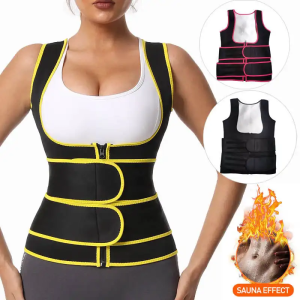 Yellow Wrap Women Abdominal Waist Trainer Shaper Sauna Suit Front