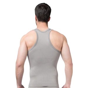 Gray Seamless I-shaped Vest Men Ultra Sweat Slim Body Shaper View Behind