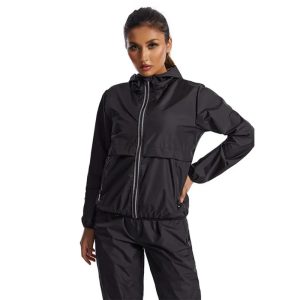 Sliver Sweat Pants Jacket Gym Workout Sweat Sauna Suits for Women View Front