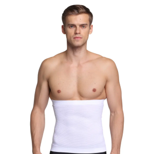 White Mens Fitness Shapewear Stomach Trainer Waist Trimmer Belt Front