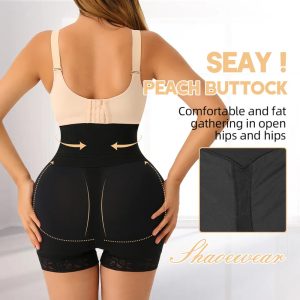 Black Lace Butt Lifter 2 In 1 Bandage Wrap Waist Trainer Women View Behind