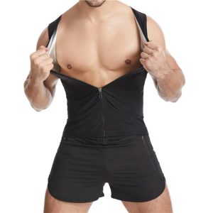 Sliver Men Sweat Waist Trainer Sauna Suit Vest Corset Front