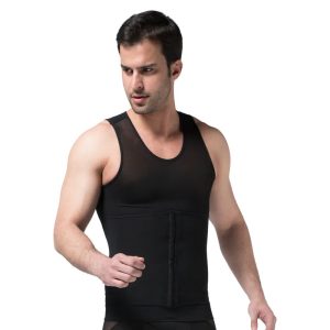 Noir Workout Corset Waist Trainer Mesh 3 Rows Hooks Men Body Shaper Front