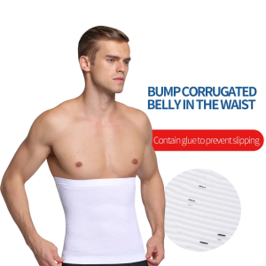 White Mens Fitness Shapewear Stomach Trainer Waist Trimmer Belt Front