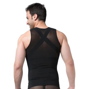 Noir Workout Corset Waist Trainer Mesh 3 Rows Hooks Men Body Shaper Behind