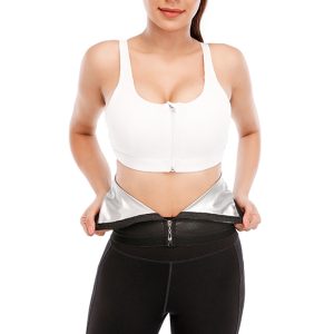 High-Elasticity Sweat Waist Trainer with Zipper Closure Front Details