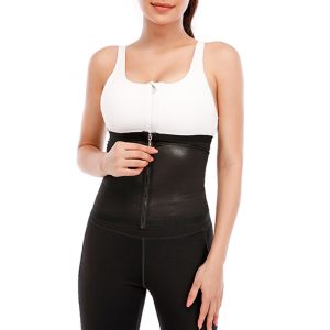 High-Elasticity Sweat Waist Trainer with Zipper Closure Model Show