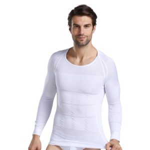 Men's Long Sleeve Shapewear T-Shirt with Ribbed Arm Shaping Front Show