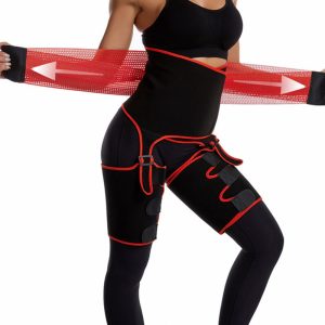 Red Detachable High-Elastic 3-in-1 Belt with Double Reinforcement Model Show