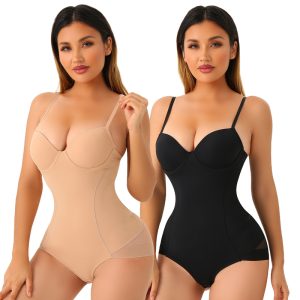 Underwire Bra Shapewear Bodysuit with Double Layer Control Display