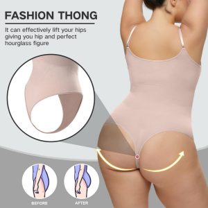 Großhandel Tanga Bodysuit für Frauen nahtlose ein Stück Jumpsuits beige zurück