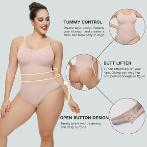 Großhandel Tanga Bodysuit für Frauen nahtlose ein Stück Jumpsuits beige Details Farbe