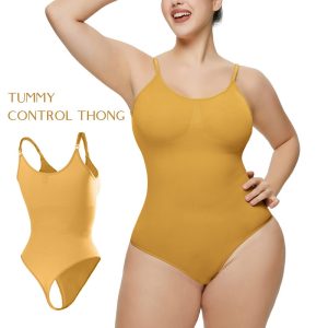 Wholesale Thong Bodysuit for Women Seamless One Piece Jumpsuits yellow front details