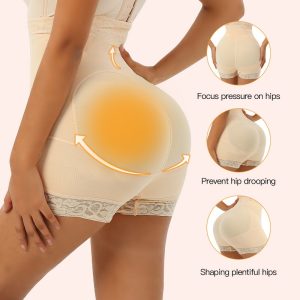 Großhandel Tummy Control Butt Lifter mit Haken Zipper Fajas zurück beige Details