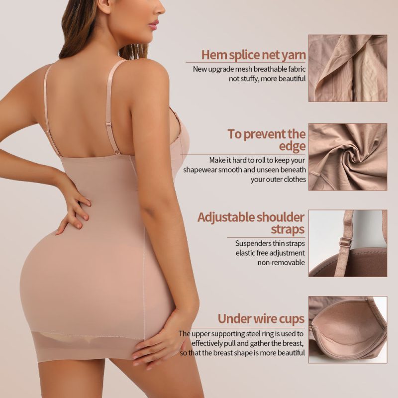 Women's Shapewear Slip With Built In Bra Tummy Control Dress back details