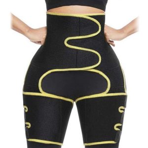 Yellow High Waist 3-in-1 Belt with Embossed Design and Strong Velcro