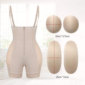 Beige Elastic Mesh Butt Lift Pants with Lace Accents Paded Show