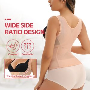 Bisque Sexy Lace Waist Trainer Vest with Cross Back Design Back Display