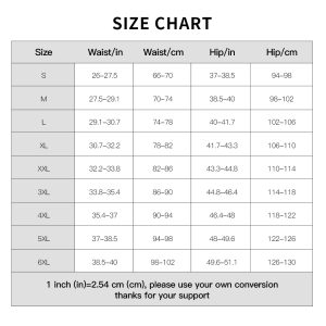 Black Detachable Belt Panty for Tummy Control and Butt Lift Size Chart