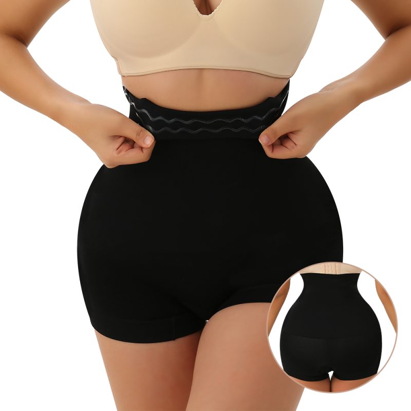 Black High-Waist Seamless Shapewear with Stay-Put Assurance