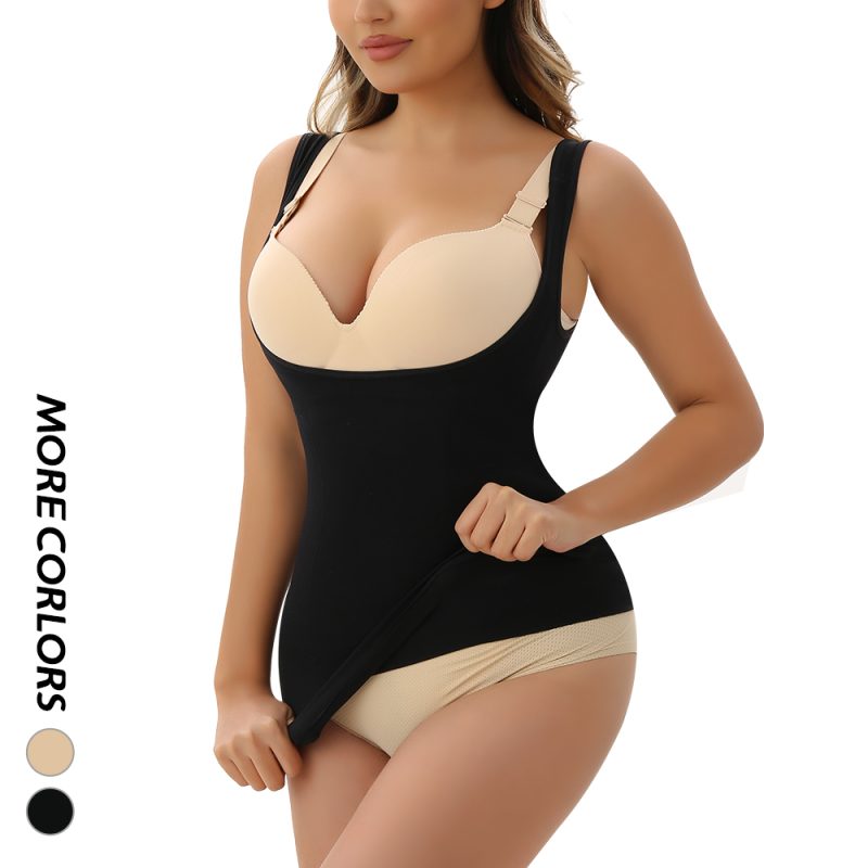 Black No-Mark U-Neck Shapewear with Wide Straps