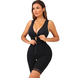 Black Plus Size Full Body Shapewear with Openable Bra