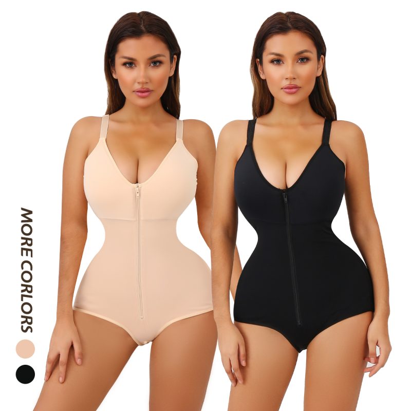 Breathable Plus Size Bodysuit with Hip Enhancing Front View