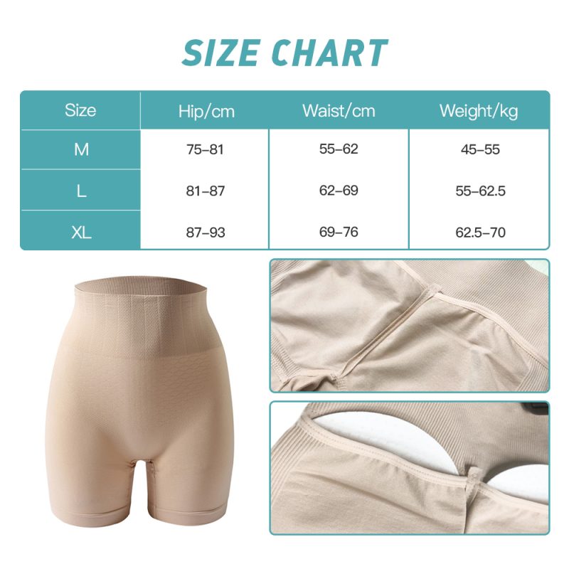 Comfort Tummy-Control Shorts with Removable Butt Pad Size Chart