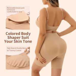 Elastic Breathable Shapewear Set with Detachable Pads Back View